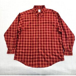 Brooks Brothers 346 Shirt Men's XL Red Plaid No-Iron Long Sleeve Button Up EUC